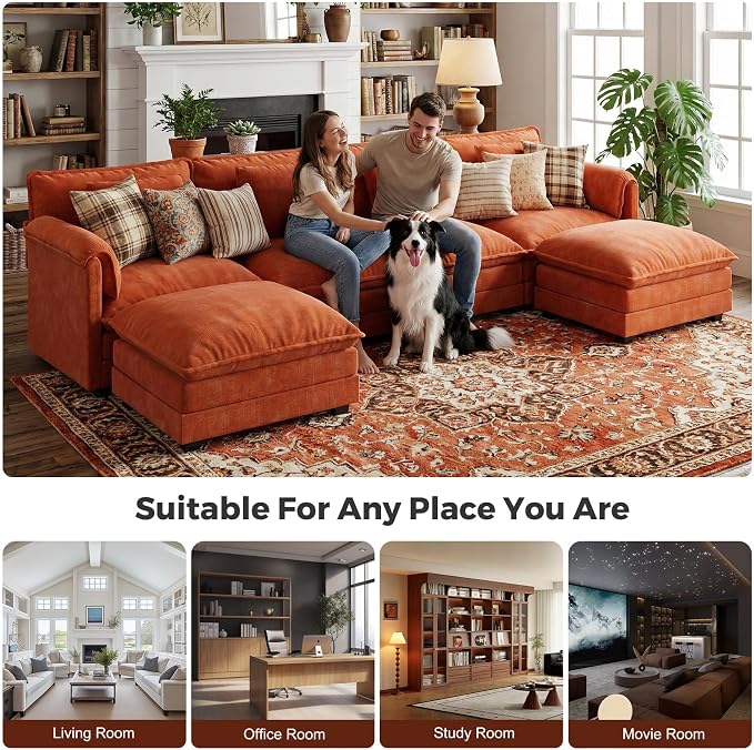 ELUCHANG Oversized 153" Modular Sectional Sofa, Comfy Cloud Couch, L Shaped - Image 6