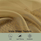 Gold Sheer Curtains 72 Inches Long 2 Panels Set, Transparent Voile Sheer Curtain - Image 6