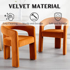 RIVOVA Modern Barrel Dining Chairs Set of 8, Velvet Upholstered Accent Side - Image 3