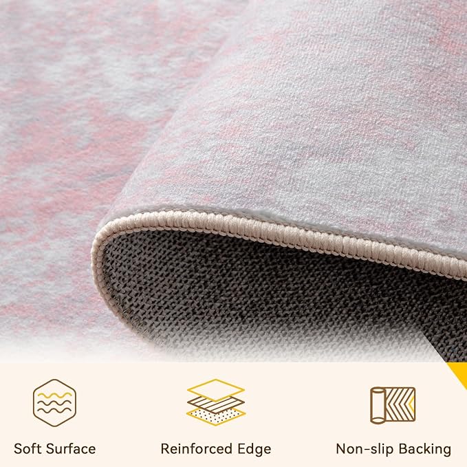 RELEANY Washable Area Rugs 4'x5' Non-Slip Modern Abstract Soft - Image 4