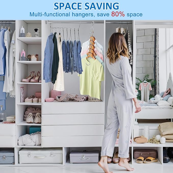 Space Saving Hangers for Clothes 6 Pack, Sturdy Metal Hangers Heavy Duty Magic - Image 5