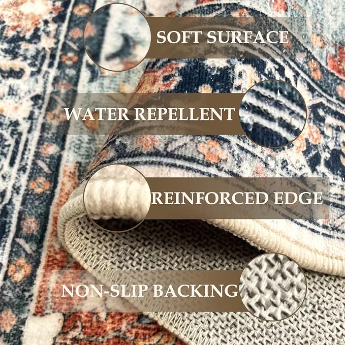 RELEANY Washable Area Rug, Runner 2'x8', Water Repellent, Pet Friendly - Image 3