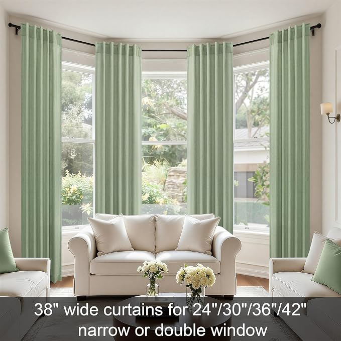 Sage Green Curtains 38 Inch Wide - Image 2