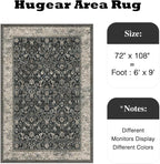 6x9 Black Beige Vintage Floral Washable Area Rug - Image 2