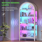 HNEBC Arched Display Case with RGB Lights, LED Curio Cabinet with Shelf - Image 5
