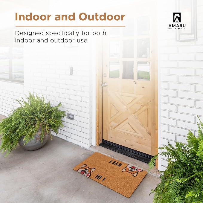 Coir Welcome Mat, Hi-Bye Dog, 17 x 29 in | 100% Natural Coir, Anti-Shedding - Image 4