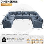 147'' Oversized U Shaped Cloud Sectional Sofa, Chenille Deep Seat Couches - Image 2