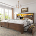 EnHomee King Size Bed Frame and Headboard & Storage, 4 Drawers and LED Built in by EnHomee