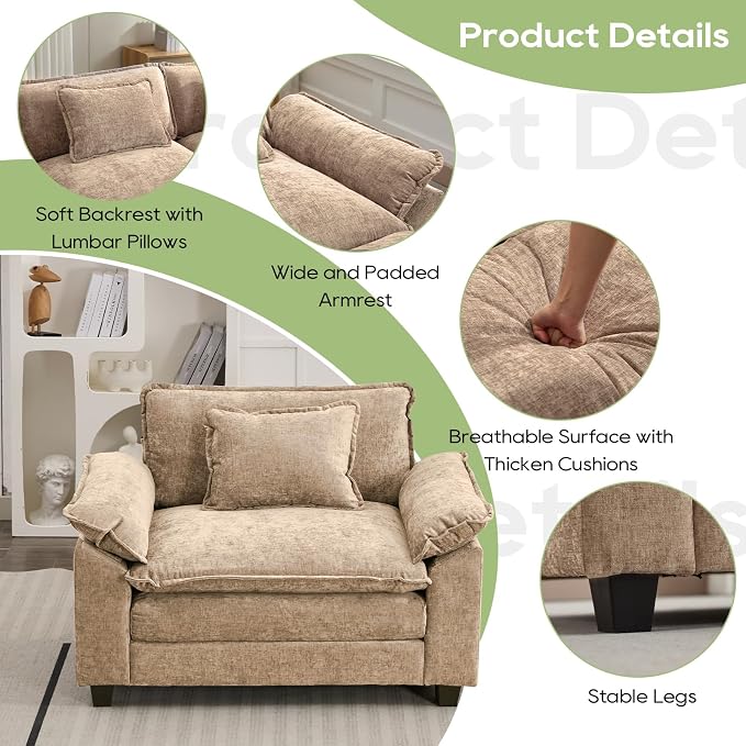Oprisen Modular Sectional Sofa, Comfy Cloud Couch Sectional Sofa, Chenille Sofa - Image 5