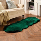Emerald Green Faux Sheepskin Runner Rugs 2x6 ft, Fluffy Fur Couch Covers | Shag - Image 8