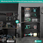 Metal Storage Cabinet with 3 Adjustable Shelves and 4 Doors, Steel Tool Cabinets - Image 9
