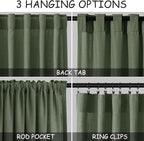 Olive Green Linen Curtains 24 Inch Length - Image 2