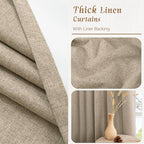 Taupe Full Blackout Linen Curtains 84 Inch - Image 8