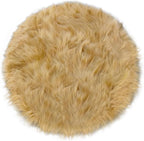 15.7 Inches Mini Khaki Round Faux Fur Sheepskin Area Rug, Fluffy Small Circle - Image 7