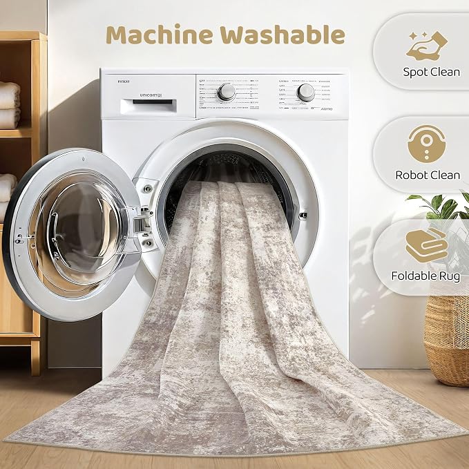 LOONGRUG Runner Rug 3x10 Washable Non-Slip Kitchen Neutral Modern Rug | - Image 2