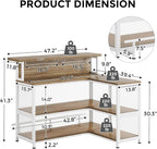 L-Shaped Home Bar Unit with Wine Glasses Holder and LED Light, Modern Bar Table - Image 2