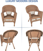 Jeco Wicker Chair with Blue Cushion, Honey/W00205- - Image 7