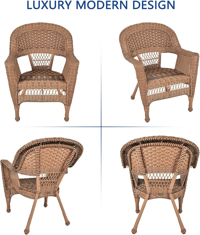 Jeco Wicker Chair with Blue Cushion, Honey/W00205- - Image 7