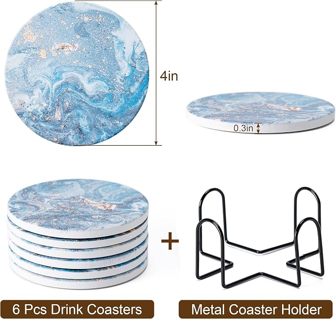 Hoewina 6Pcs Drink Coasters - Image 2