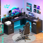 YOMILUVE 63" Farmhouse L Shaped Desk - Image 9