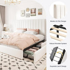 Allewie King Size Storage Bed Frame, Vertical Channel Tufted Adjustable - Image 6
