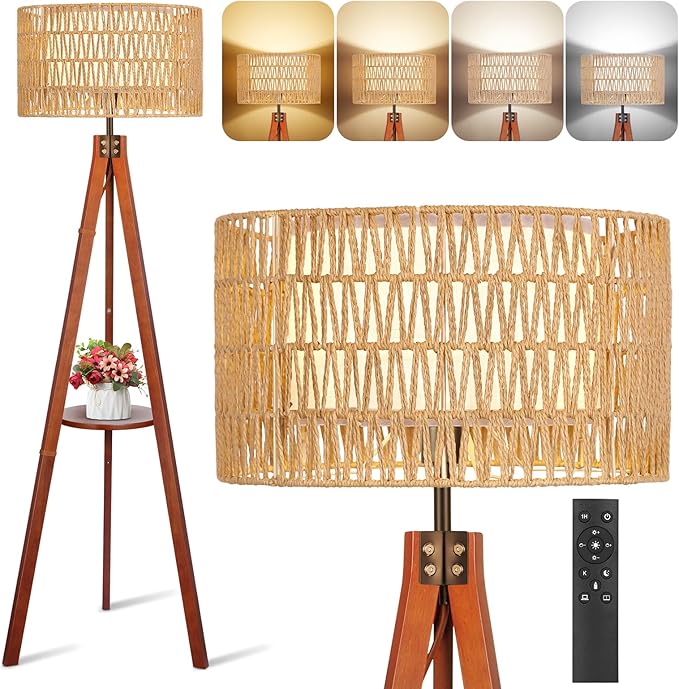OUTON Boho Rattan Tripod Floor Lamp by OUTON
