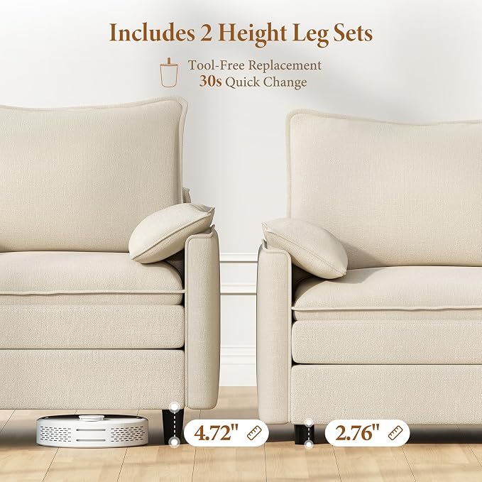 Vesgantti 108" Sectional Sleeper Sofa, 6-Seater Oversized Modular Cloud Couch - Image 3