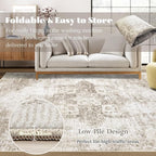 Area Rug 6x9 Washable Rug, Vintage Boho Medallion Rugs Non-Slip Soft Low Pile - Image 7