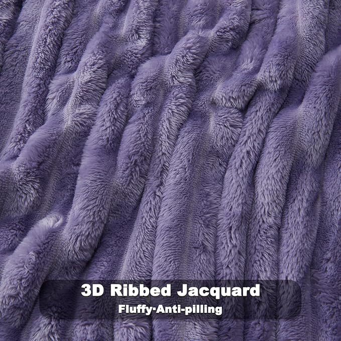 NEWCOSPLAY Fleece Ribbed Cozy Queen Blanket - Image 5