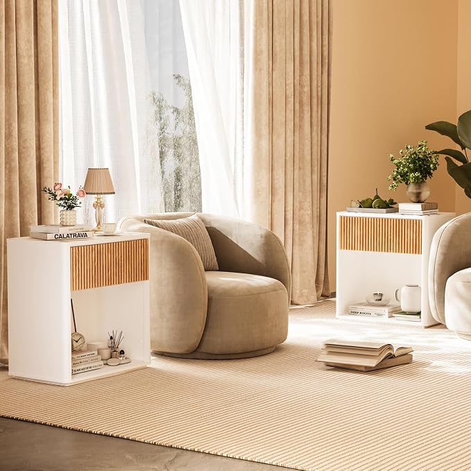 Modern Fluted Nightstand Set of 2 - Image 3