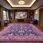 Area Rugs for Living Room, 6x9 Washable Area Rug for Bedroom, Retro Floral - Image 6