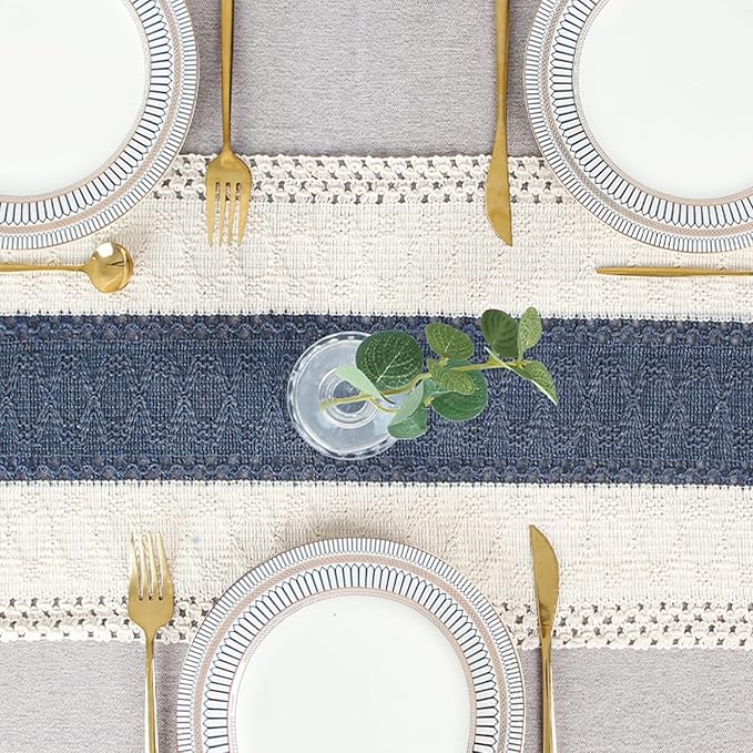 FEXIA Boho Blue Table Runner 90 Inches Long - Image 6