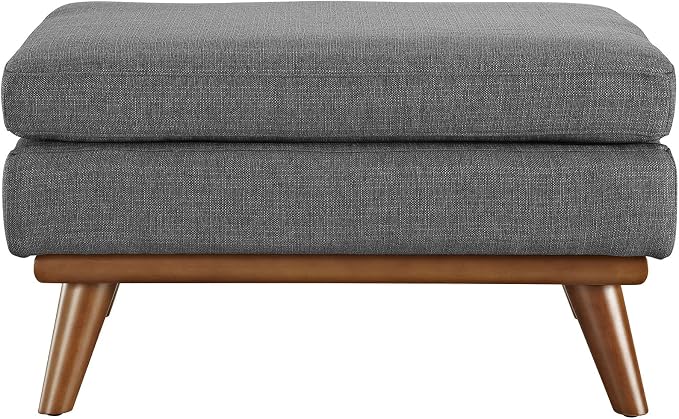 Modway Engage Mid-Century Modern Upholstered Fabric Ottoman in Gray - Image 5