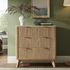 T4TREAM Fluted 3 Drawers Nightstand, Oversized Extra Large Modern Side Table - Image 3