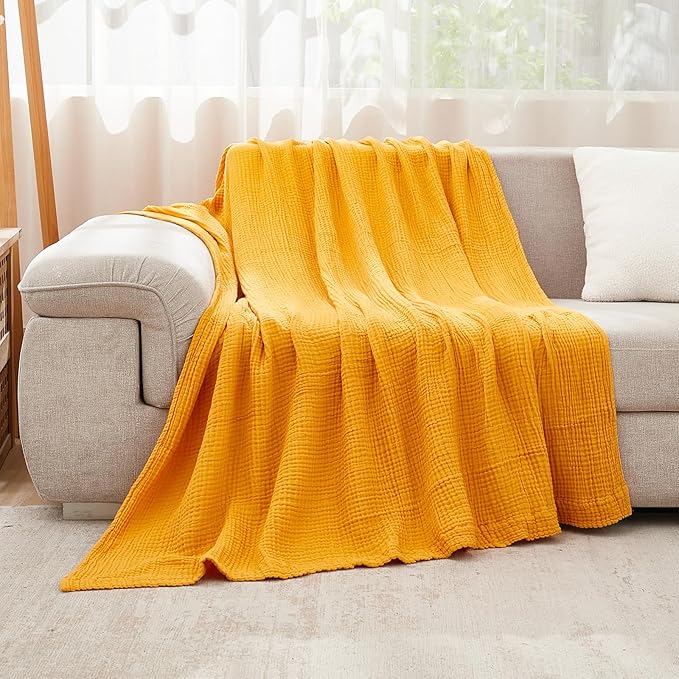 EMME Muslin Blankets for Adults Throw Blanket for Couch Breathable Gauze Soft - Image 4