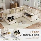 Hanherry Sectional Couch with Pull Out Sofa Bed, Chenille Sleeper Sofa with - Image 4