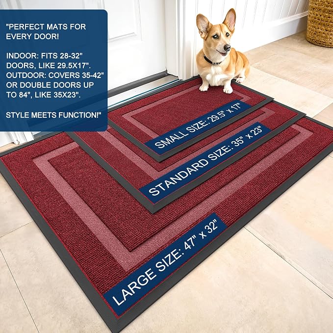 OLANLY Front Door Mat Outside 71x23, All-Season Heavy-Duty Rubber Doormat | - Image 2