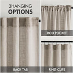 MIULEE Burlywood Birch Linen Curtains 52x72 Inch Long 2 Panels - Image 3