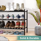 viewcare 3-Tier Long Black Shoe Rack, Bamboo Wood Shoe Rack - Image 8