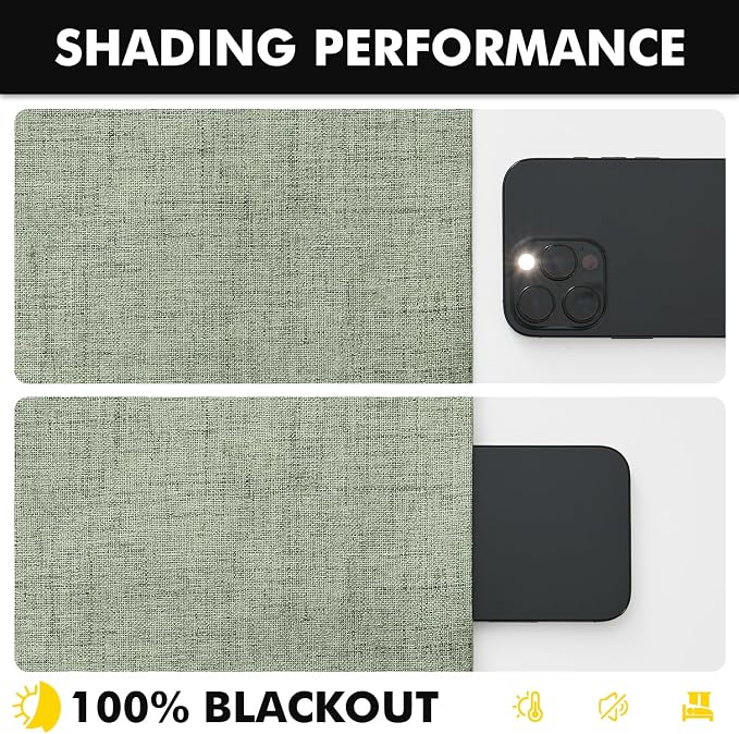 MIULEE 100% Blackout Linen Curtains 42 x 72 Inch Sage Green 2 Panels | Thermal - Image 7
