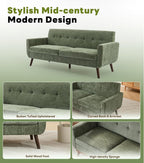 Tbfit 77.2" W Linen Sofa Couch, Mid Century Modern Decor Loveseat Couches - Image 7