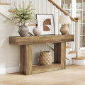 LITTLE TREE 63 Inches Long Console Table, 2-Tier Farmhouse Sofa Table Behind by LITTLETREE