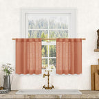 Terracotta Semi Sheer Linen Curtains 24 Inch Long by LAMIT