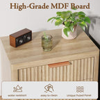 Night Stand with 3 Drawers, Fluted Bed Side End Table with Metal Handle - Image 5