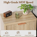 Fluted Nightstand with 3 Drawers, Tall Bed Side Table with Metal Handle - Image 5