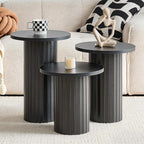 Round Nesting Coffee Table Set of 3 Mid Century Modern Wood Round Coffee Tables - Image 5