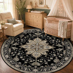 RELEANY Washable Area Rug, Round 5ft, Water Repellent, Pet Friendly, Vintage by RELEANY