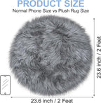 Grey Round Rugs for Bedroom, Fluffy Circle Rug 2 2 Feet for Kids Room, Furry - Image 2
