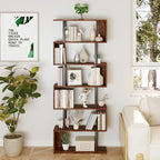 Yusong Geometric Bookcase, S Shaped Bookshelf 6-Tier Book Shelves - Image 2