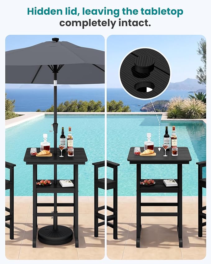 SERWALL Balcony Adirondack Chairs and Table 3 Pieces Set, Oversize Adirondack - Image 2